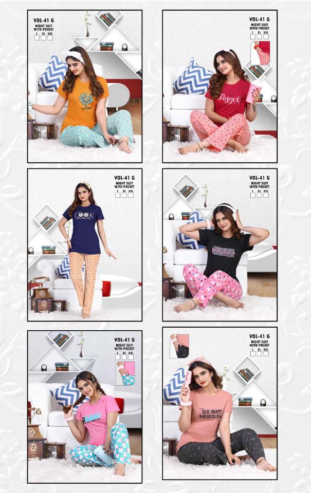 Ft 141 G Daily Wear Hosiery cotton Wholesale Night Suits Collection